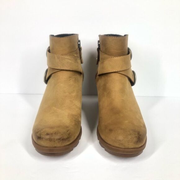 Sorel Joan Of Arctic II Elk Wedge Buckle Boot Booties Waterproof Leather 9.5 - Picture 2 of 11